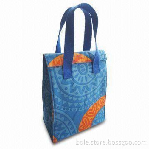 Lunch Tote in Full Printed Canvas, with Cotton Handle and Velcro Closure, OEM Orders are Welcome